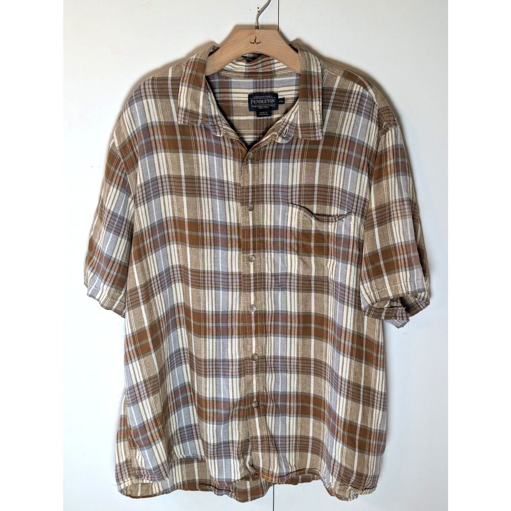 Pendleton Plaid Brown Mens Button Up XXL